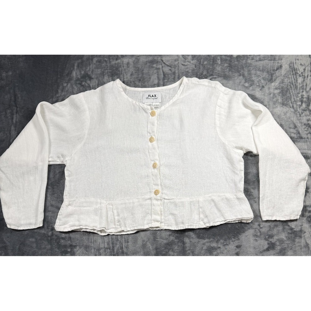 FLAX Jeanne Engelhart White Linen Cracker Jacket - Picture 2 of 8